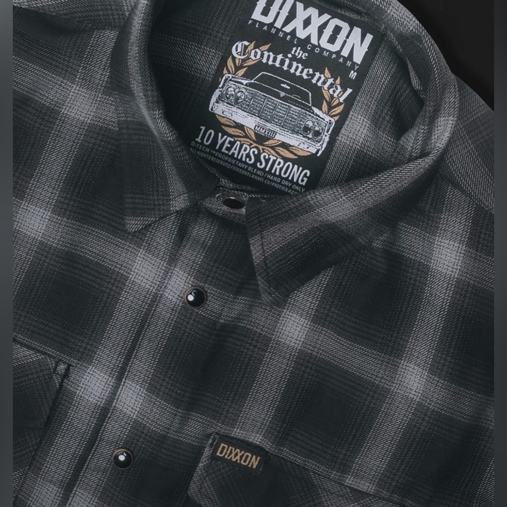 DIXXON The Continental Black and Gray Plaid Button Down Long Sleeve NWT - Picture 2 of 4